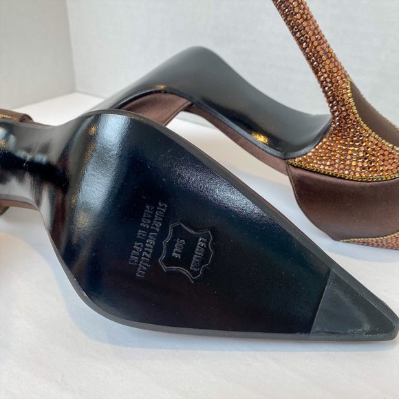 STUART WEITZMAN BROWN BEADED HEELS - Picture 5 of 7
